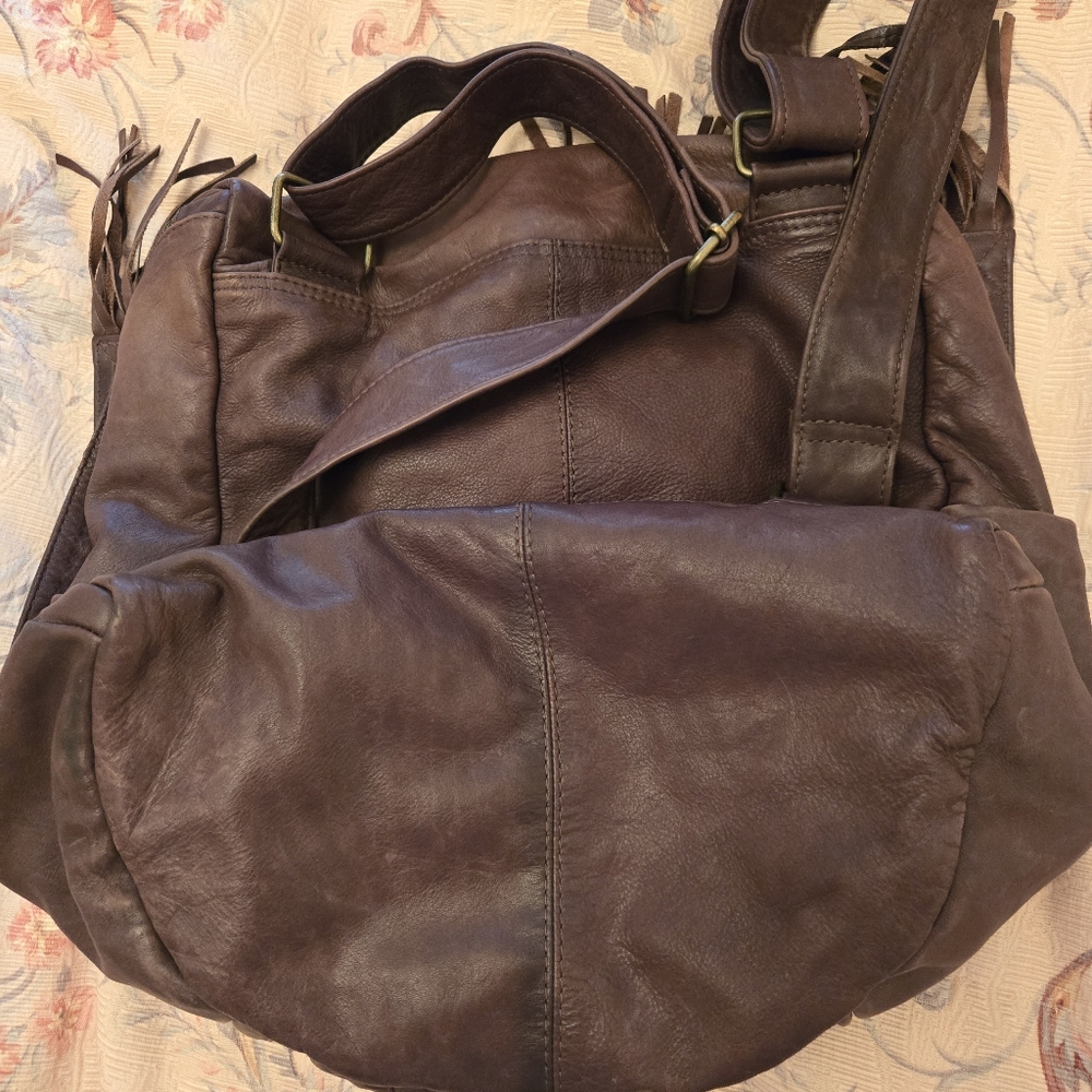 Vintage Latico Brown Leather Backpack Bag Purse With Tassels - Picture 7 of 13
